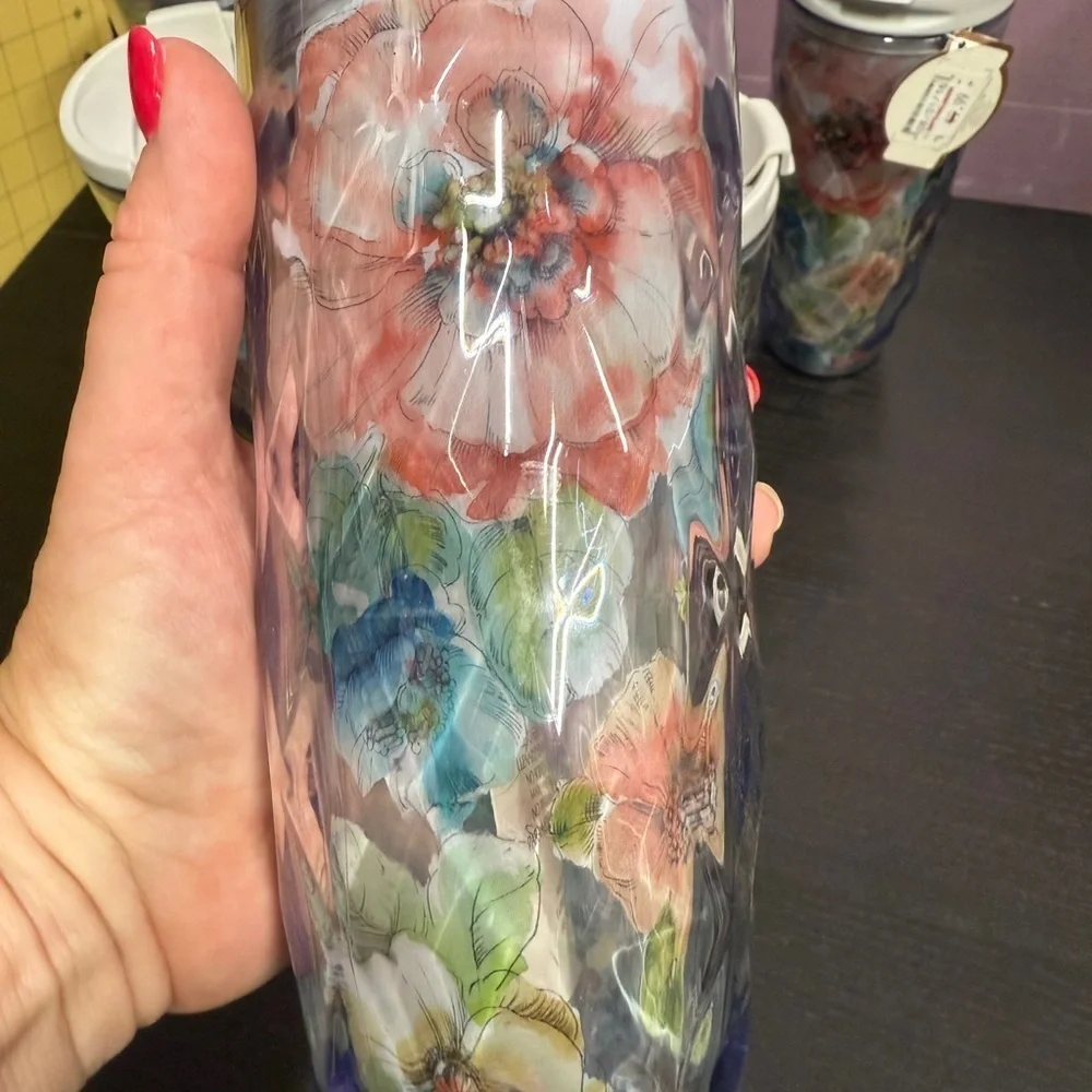 Cypress Refresh Floral Insulated Tumblers with Lids Set of 6 NEW